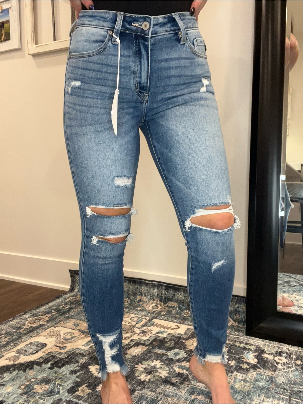 KanCan Medium Wash Distressed Skinny Jeans - Blue